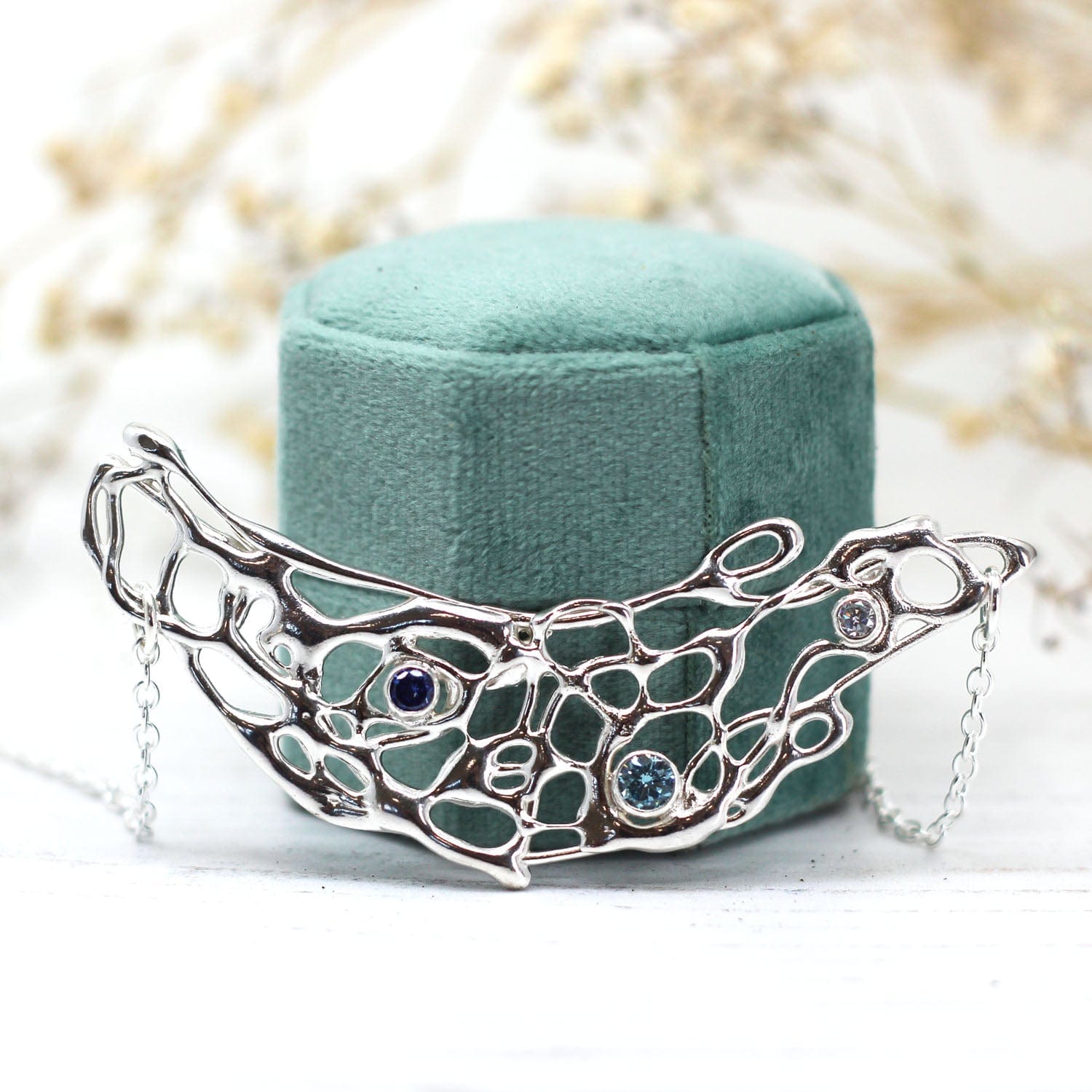 Maggie Read Jewellery silver gemstone Molten Metal necklace