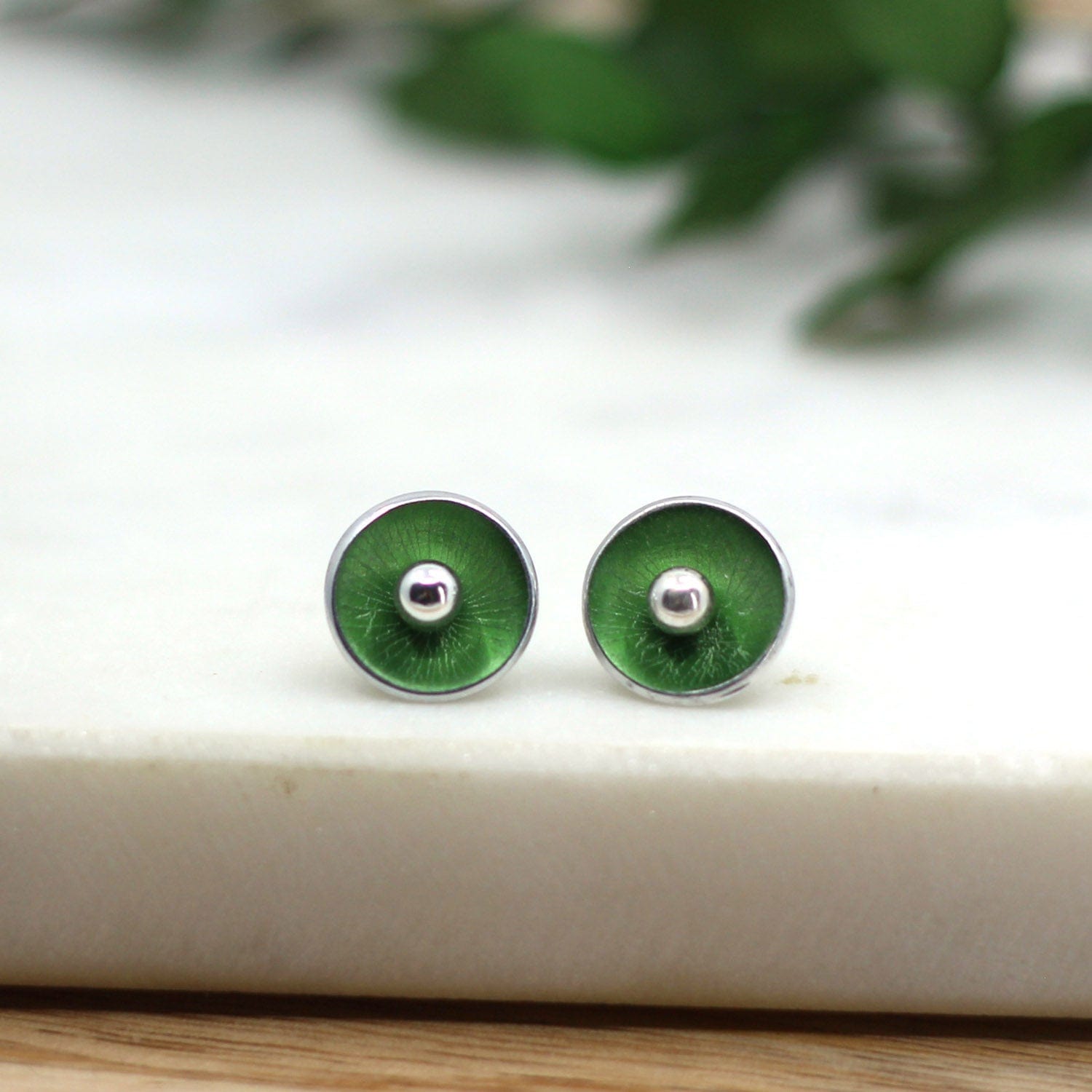 Maggie Read Jewellery oyster aluminium and silver stud earrings