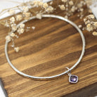 Maggie Read Jewellery Bracelets Sterling silver Purple Gemstone Silver Bangle - Hammered Lines