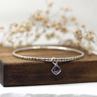 Maggie Read Jewellery Bracelets Sterling silver Purple Gemstone Silver Bangle - Hammered Lines