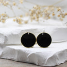 Maggie Read Jewellery Earrings Brass Enamelled Brass Circle Earrings - Black