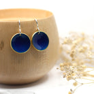 Maggie Read Jewellery Earrings Brass Enamelled Brass Circle Earrings - Dark Blue