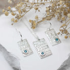 Maggie Read Jewellery Earrings Fine silver Abstract Rectangle Silver Gemstone Earrings & Necklace Set