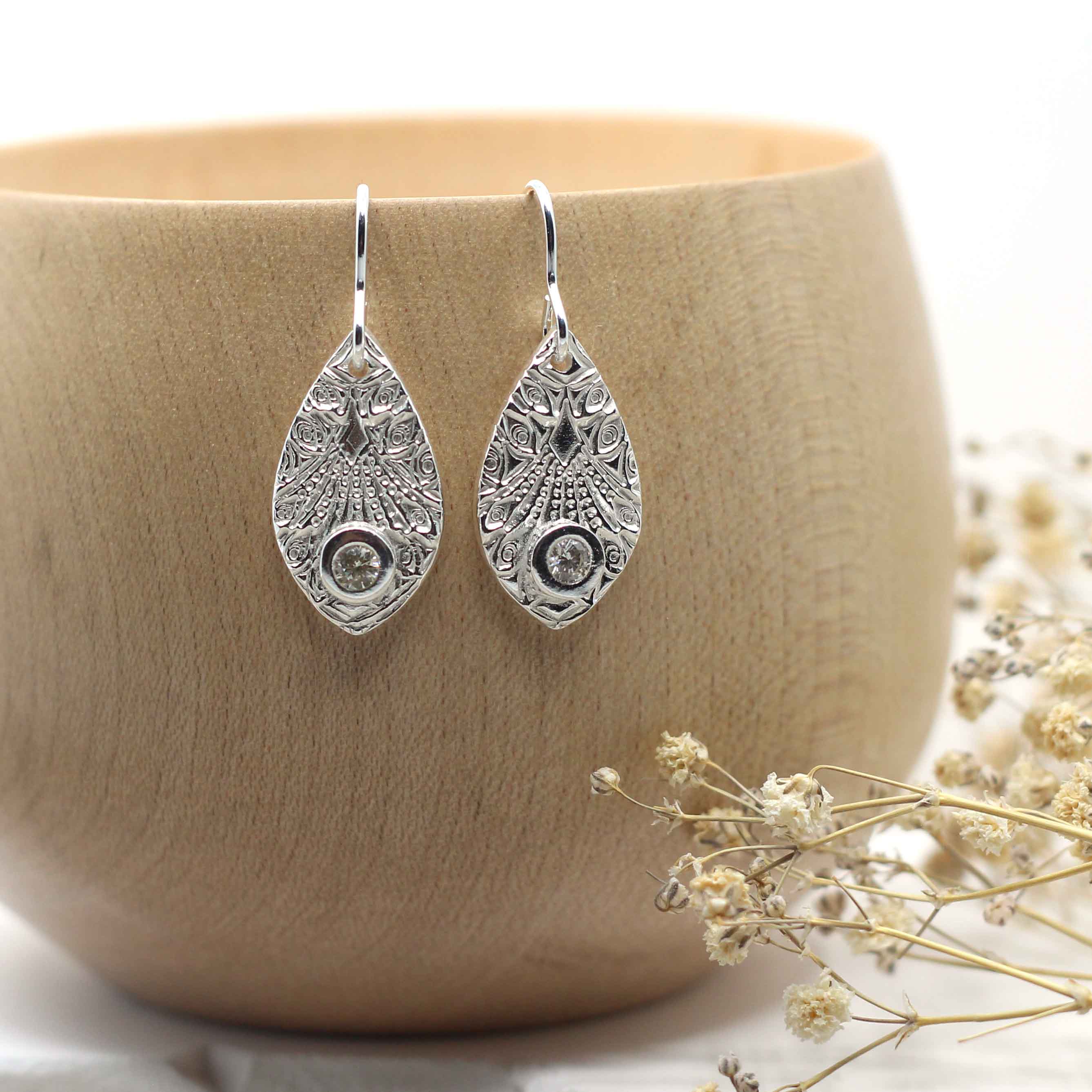 Maggie Read Jewellery Earrings Fine silver Art Deco Silver Gemstone Earrings