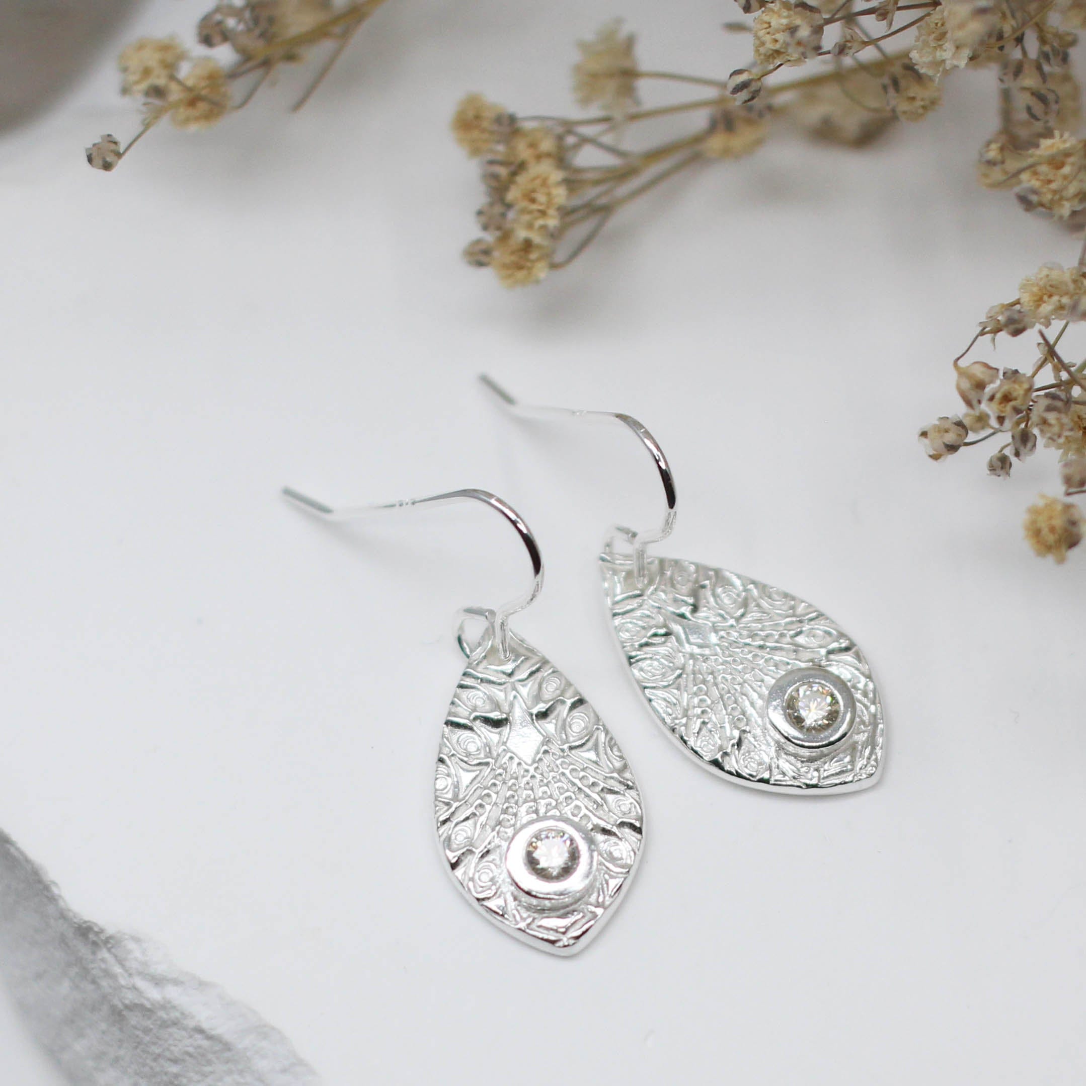 Maggie Read Jewellery Earrings Fine silver Art Deco Silver Gemstone Earrings