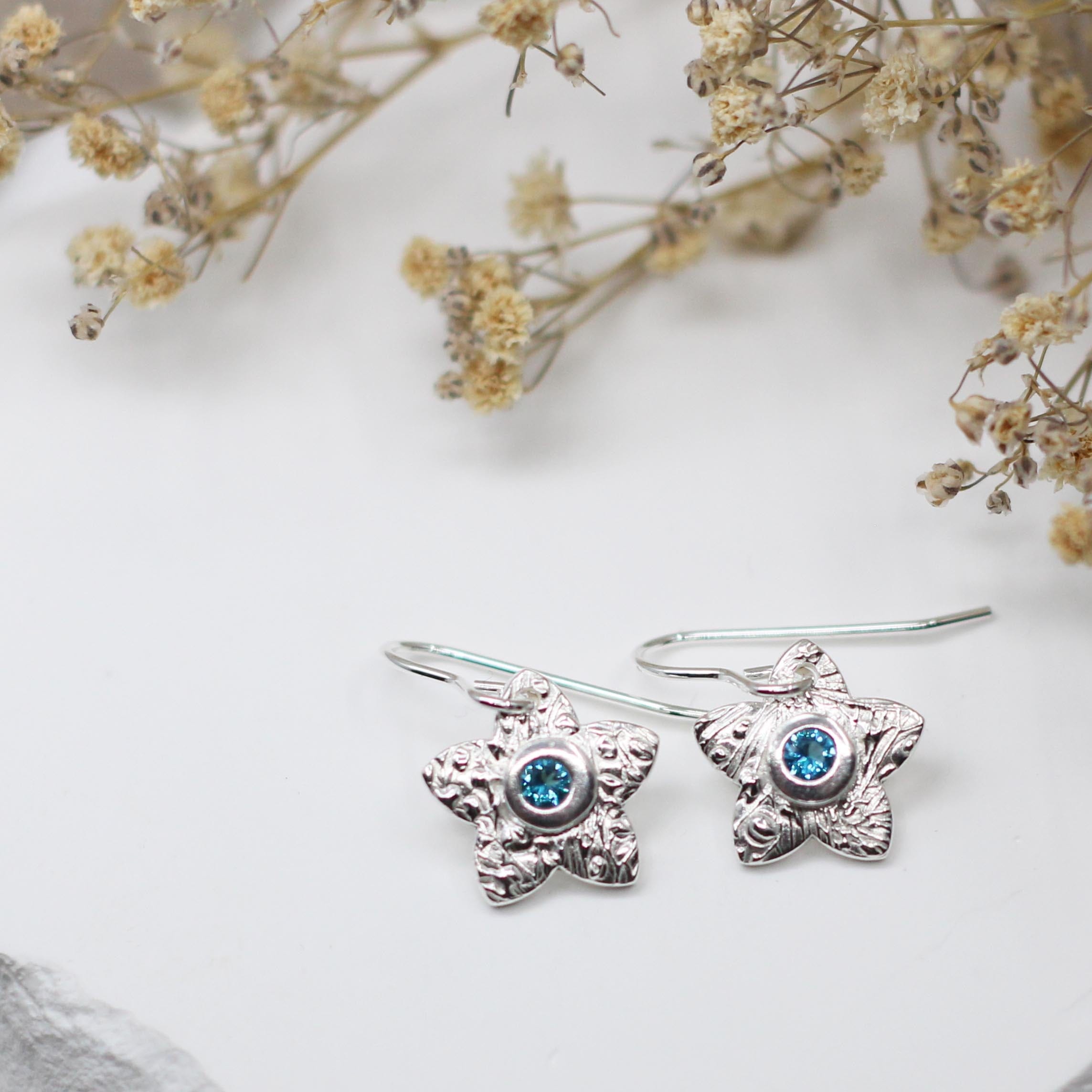 Maggie Read Jewellery Earrings Fine silver Daisy Silver Gemstone Earrings