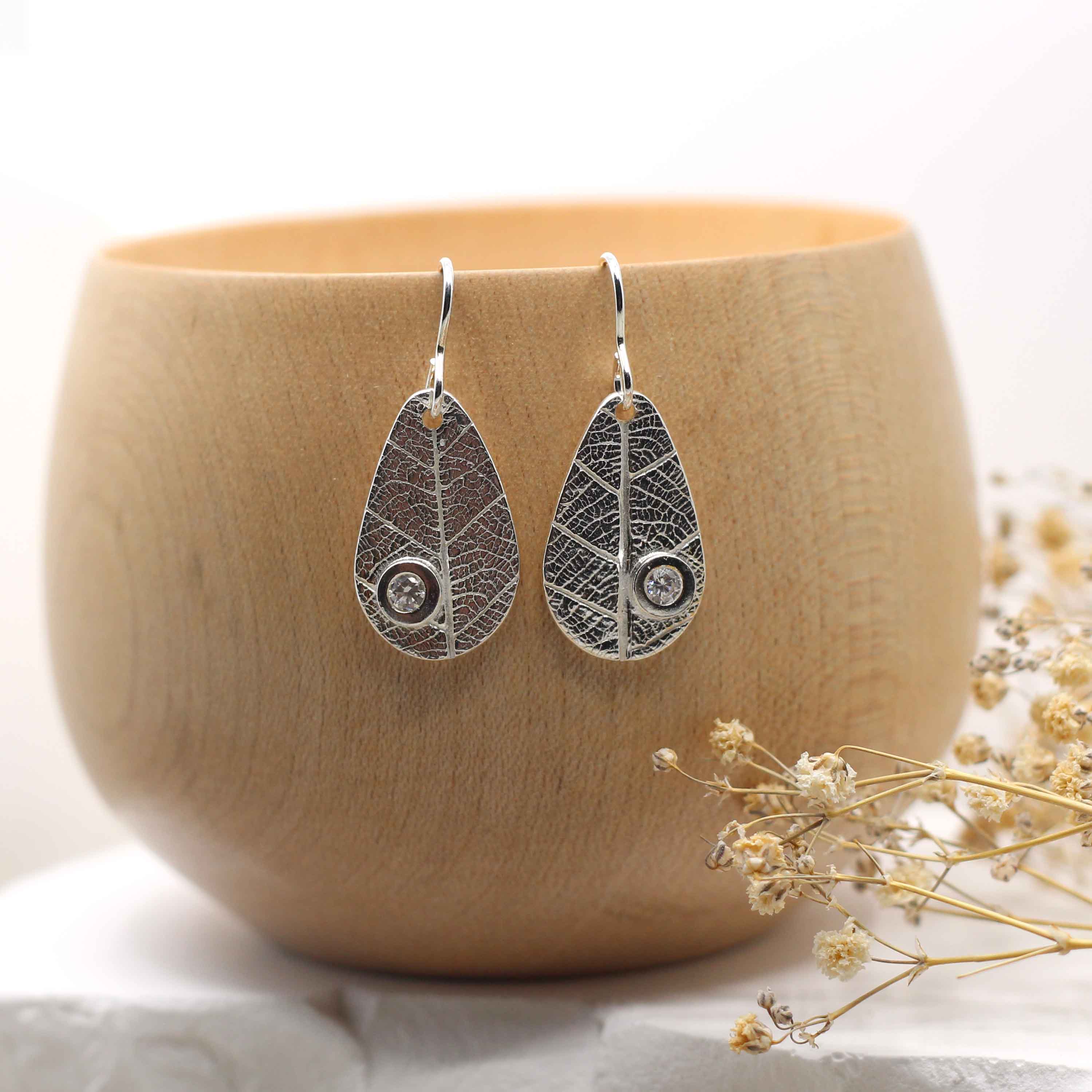 Maggie Read Jewellery Earrings Fine silver Leaf Silver Gemstone Earrings