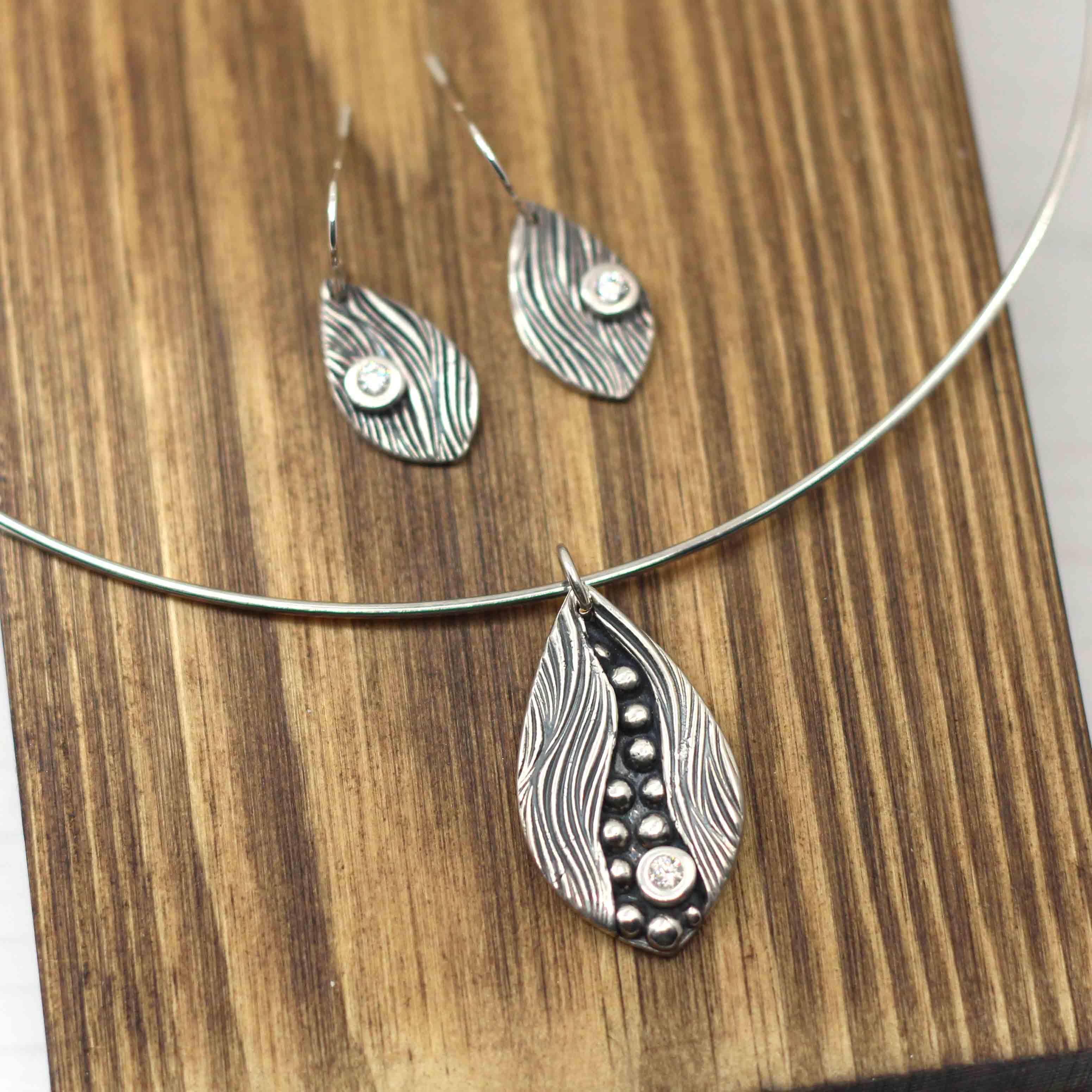 Maggie Read Jewellery Earrings Fine silver Riverbed Silver Earrings and Necklace Set