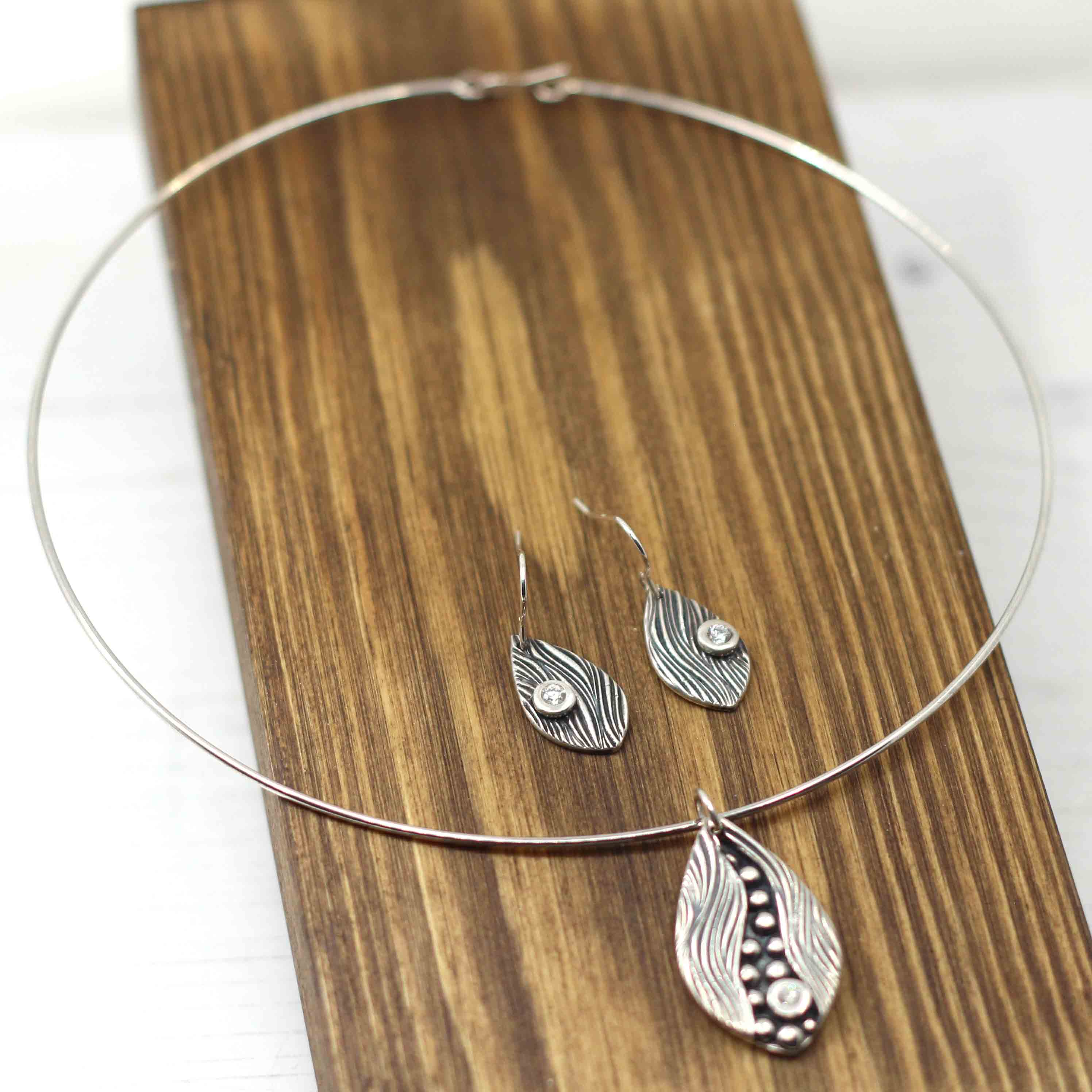 Maggie Read Jewellery Earrings Fine silver Riverbed Silver Earrings and Necklace Set