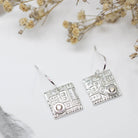 Maggie Read Jewellery Earrings Fine silver Square Silver Gemstone Earrings