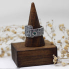 Maggie Read Jewellery Rings Fine silver Geometric Wrap Over Topaz Blue Gemstone Ring (size R)