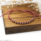 Maggie Read Jewellery Rings Metal beads Beaded Woven Bracelet - Dusky Pink & Silver