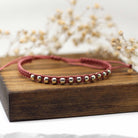 Maggie Read Jewellery Rings Metal beads Beaded Woven Bracelet - Dusky Pink & Silver