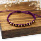 Maggie Read Jewellery Rings Metal beads Beaded Woven Bracelet - Purple & Gold
