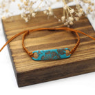 Maggie Read Jewellery Rings Stainless Steel Teal & Tan Floral Enamel Woven Bracelet