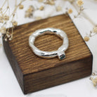 Maggie Read Jewellery Rings Sterling silver Molten Metal Aquamarine Blue Gemstone Silver Ring (size Q)