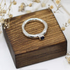 Maggie Read Jewellery Rings Sterling silver Molten Metal Sapphire Blue Gemstone Silver Ring (size M)
