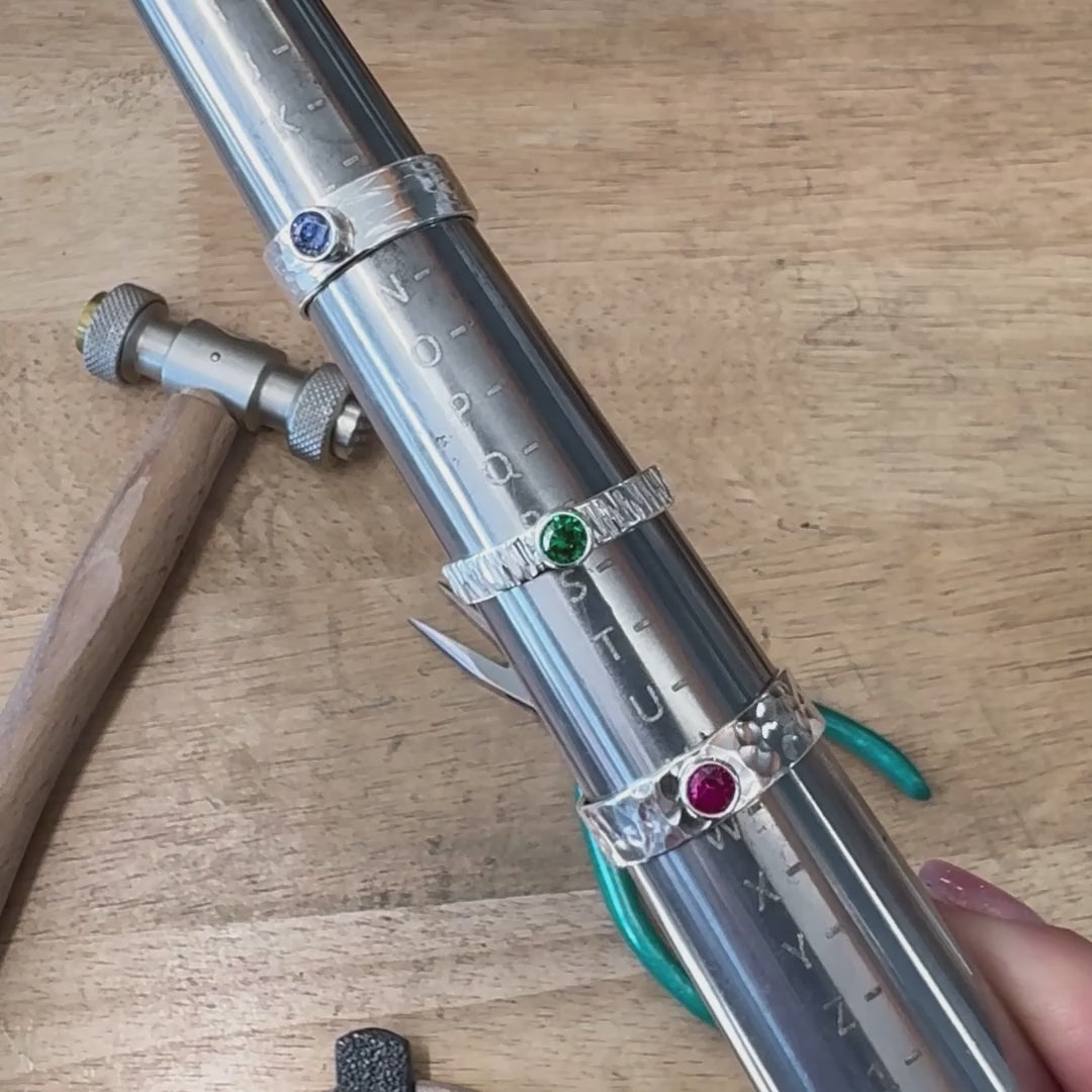 Maggie Read Jewellery Silver Textured Gemstone Ring Class Promo