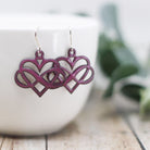 Maggie Read Jewellery Earrings Mauve Celtic Heart Enamel Earrings