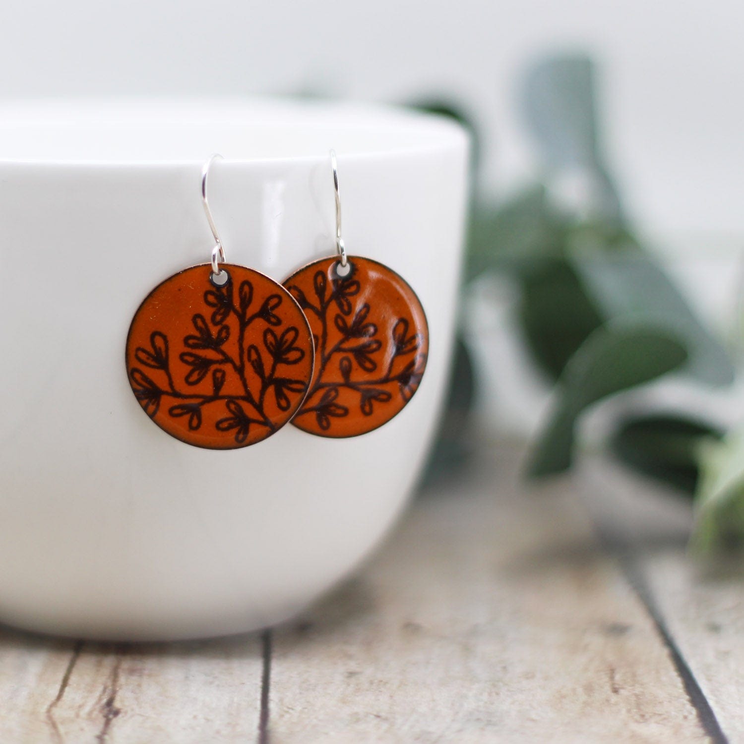 Maggie Read Jewellery Earrings Orangle Floral Enamel Earrings