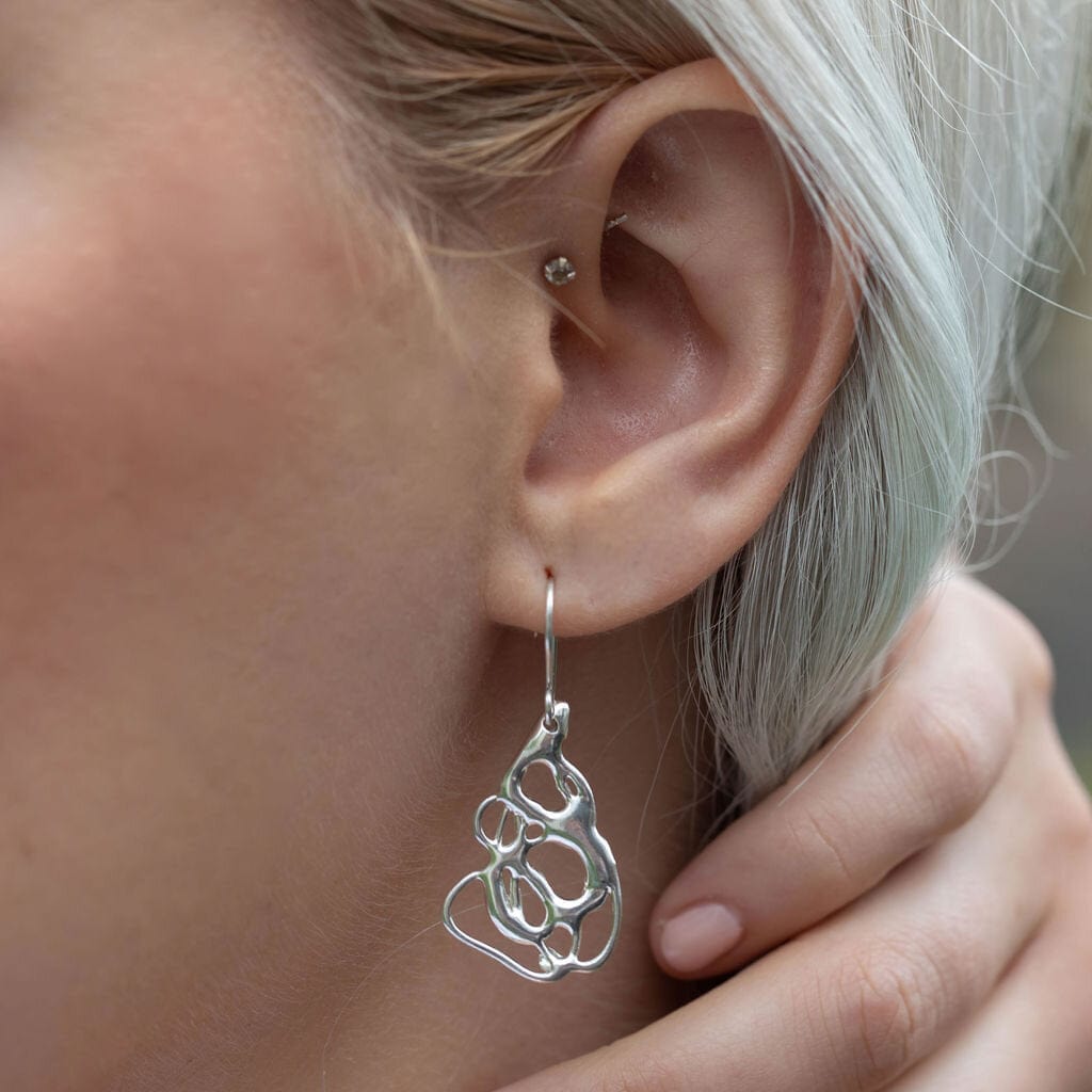 Maggie Read Jewellery Earrings Sterling silver Molten Metal Loopy Silver Earrings