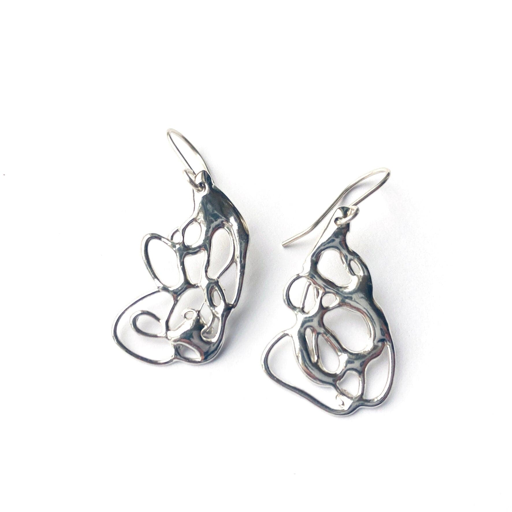 Maggie Read Jewellery Earrings Sterling silver Molten Metal Loopy Silver Earrings