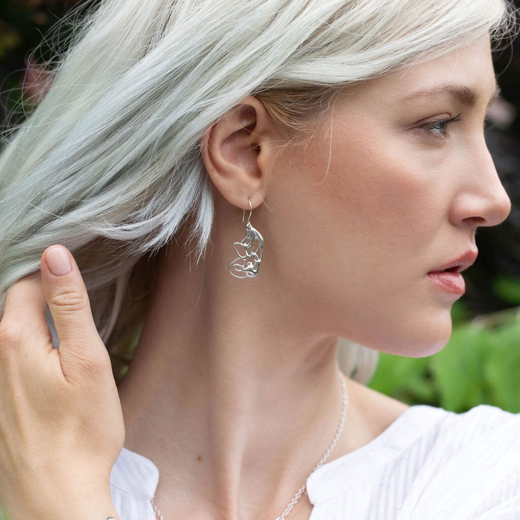 Maggie Read Jewellery Earrings Sterling silver Molten Metal Loopy Silver Earrings