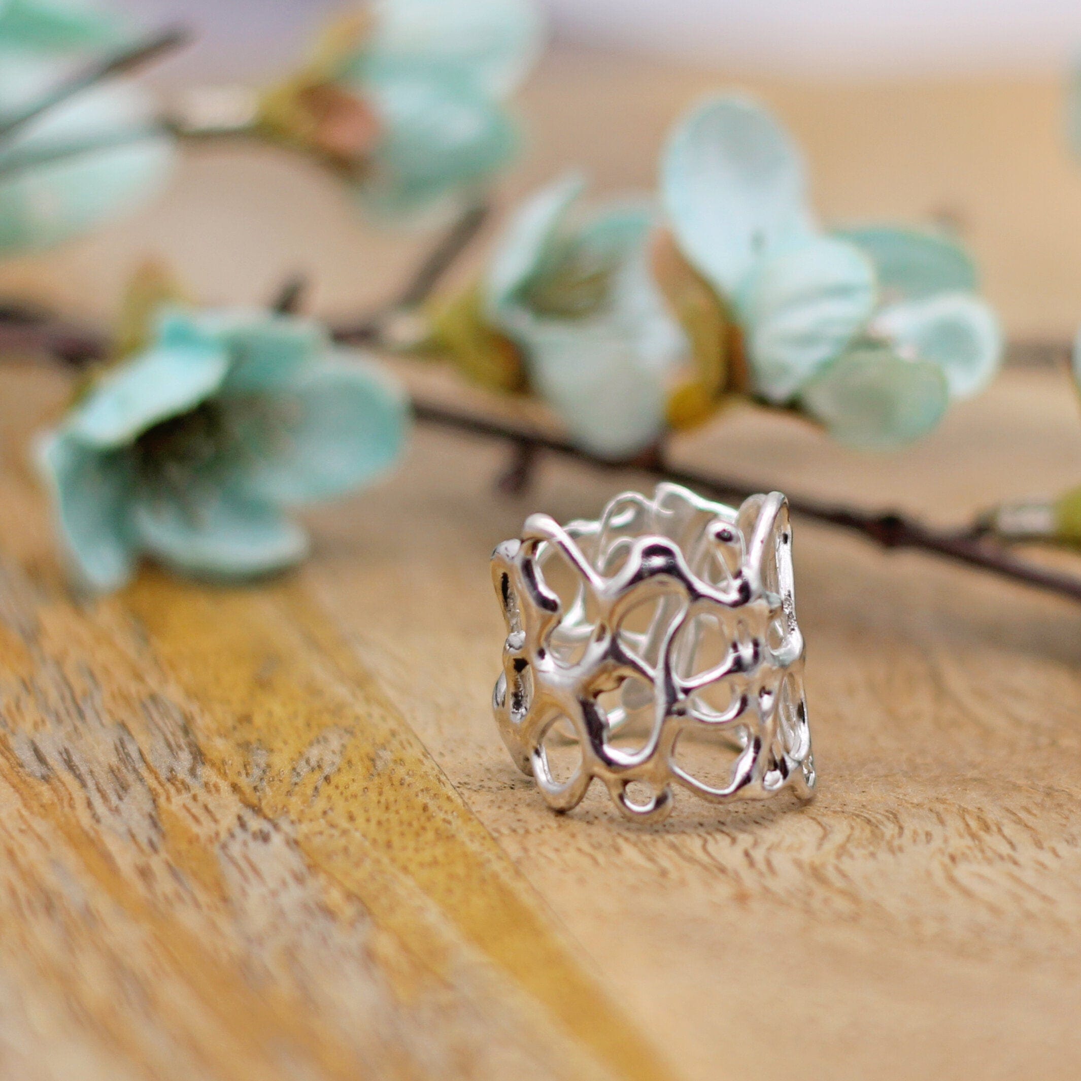 Maggie Read Jewellery Rings Sterling silver Molten Metal Adjustable Silver Ring