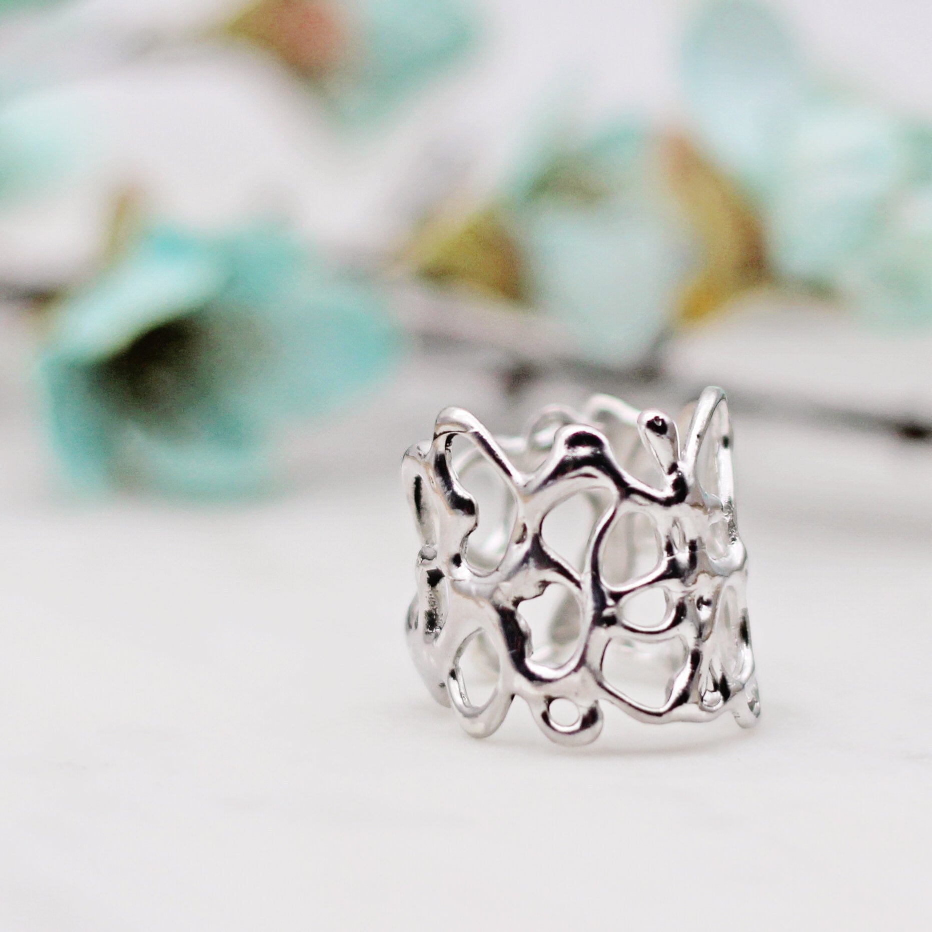 Maggie Read Jewellery Rings Sterling silver Molten Metal Adjustable Silver Ring