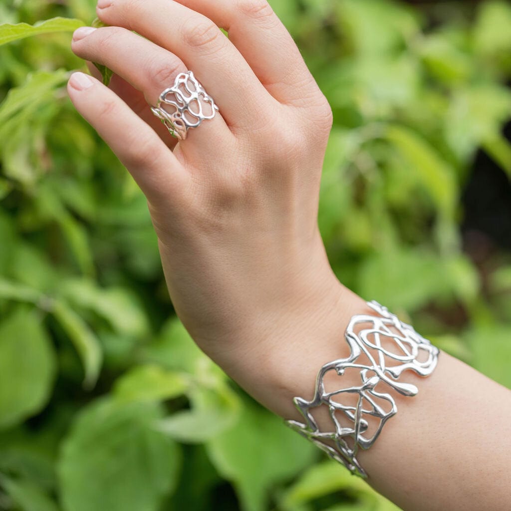 Maggie Read Jewellery Rings Sterling silver Molten Metal Adjustable Silver Ring