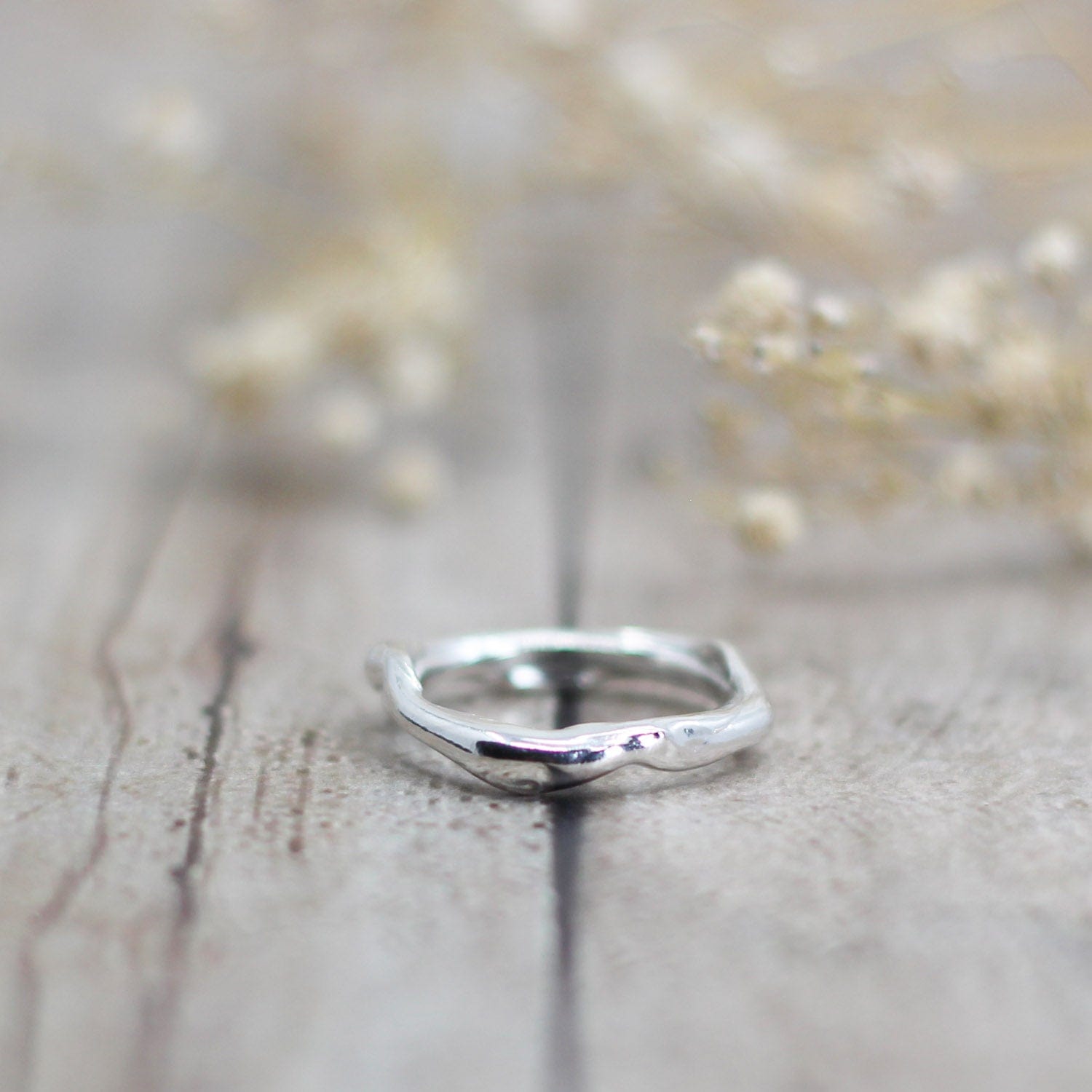 Maggie Read Jewellery Rings Sterling silver Molten Metal Silver Ring 2 (size P)