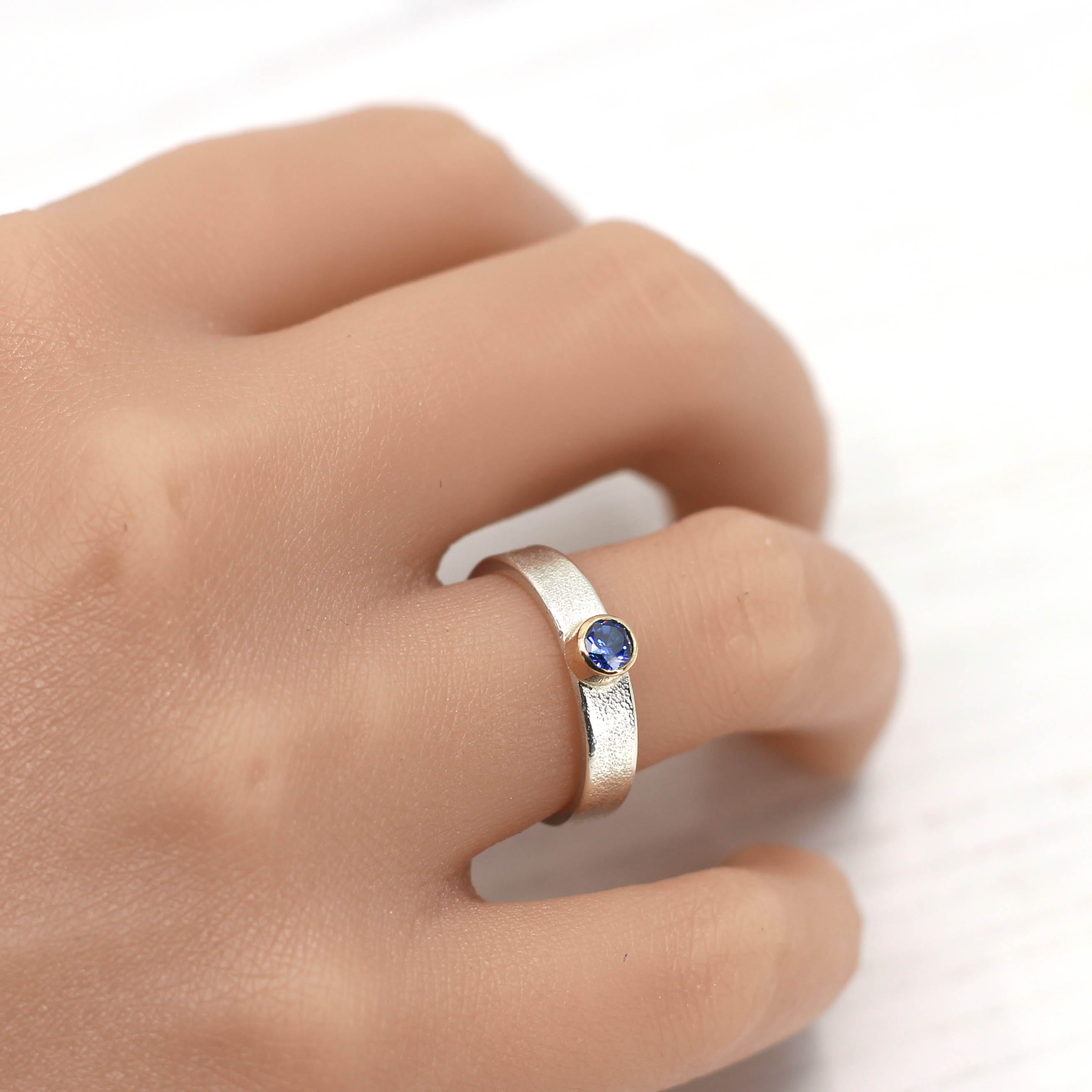 Maggie Read Jewellery Rings Sterling silver Tanzanite Silver & Gold Ring