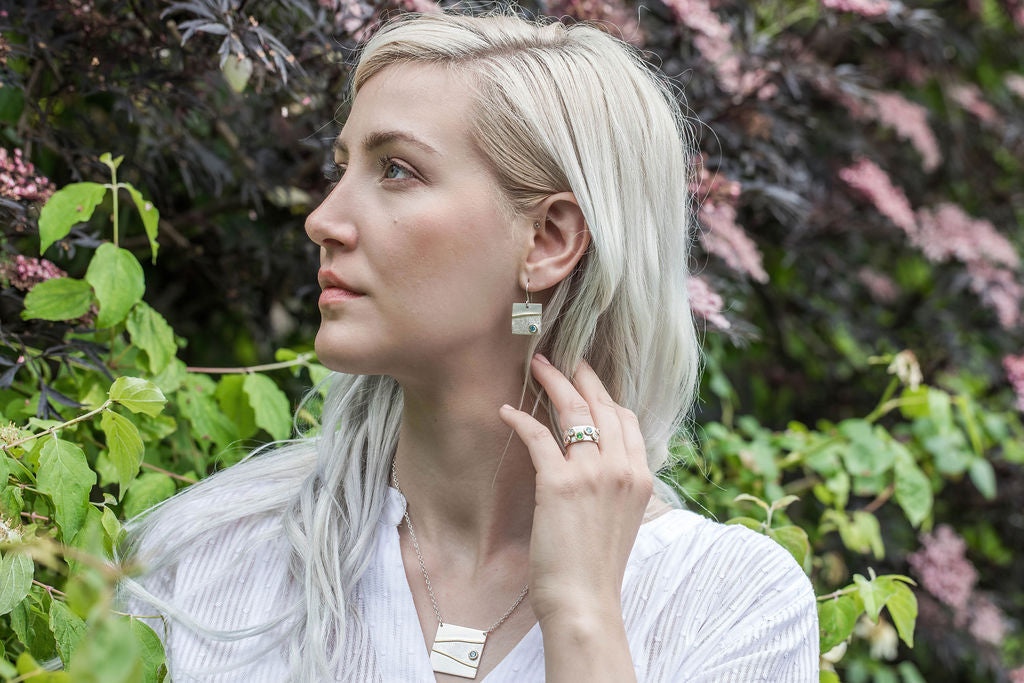 Handmade silver and gemstone necklace and earrings by maggie read jewellery