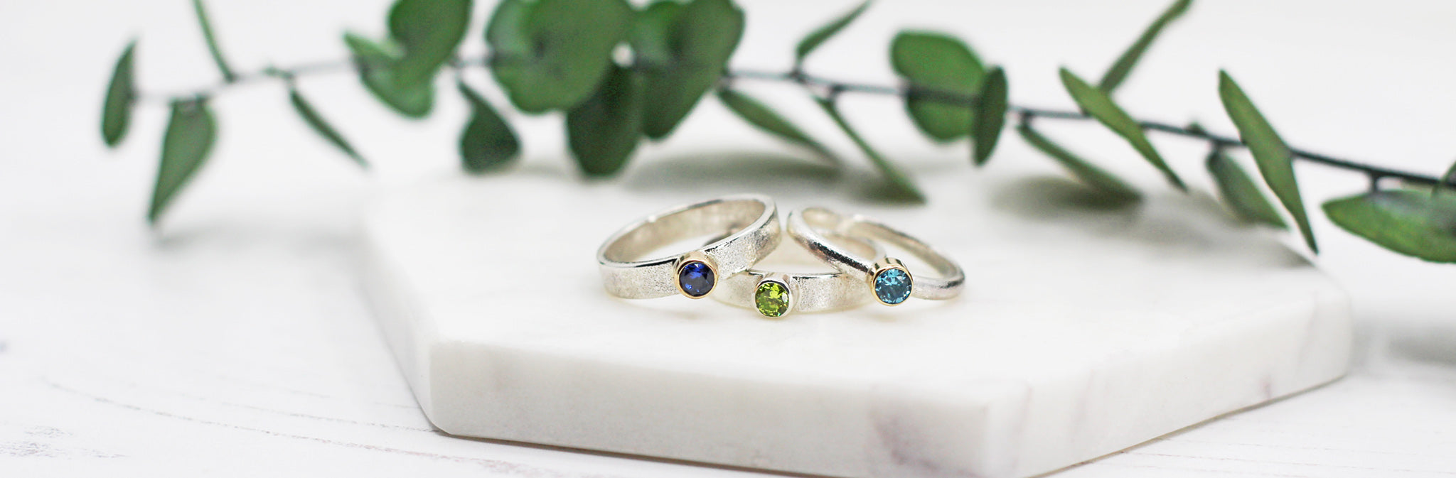 Handmade silver gemstone rings by Maggie Read Jewellery