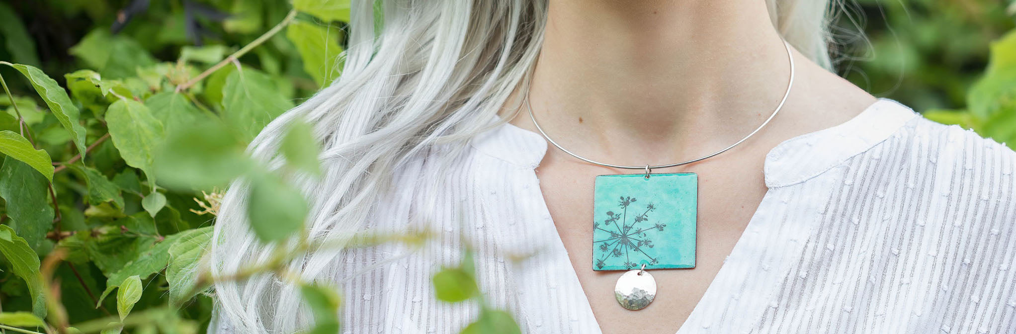 Handmade enamel necklace by Maggie Read Jewellery