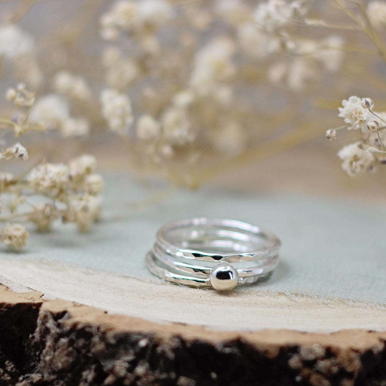 Maggie Read Jewellery Rings Silver Molten Nugget Stacking Rings