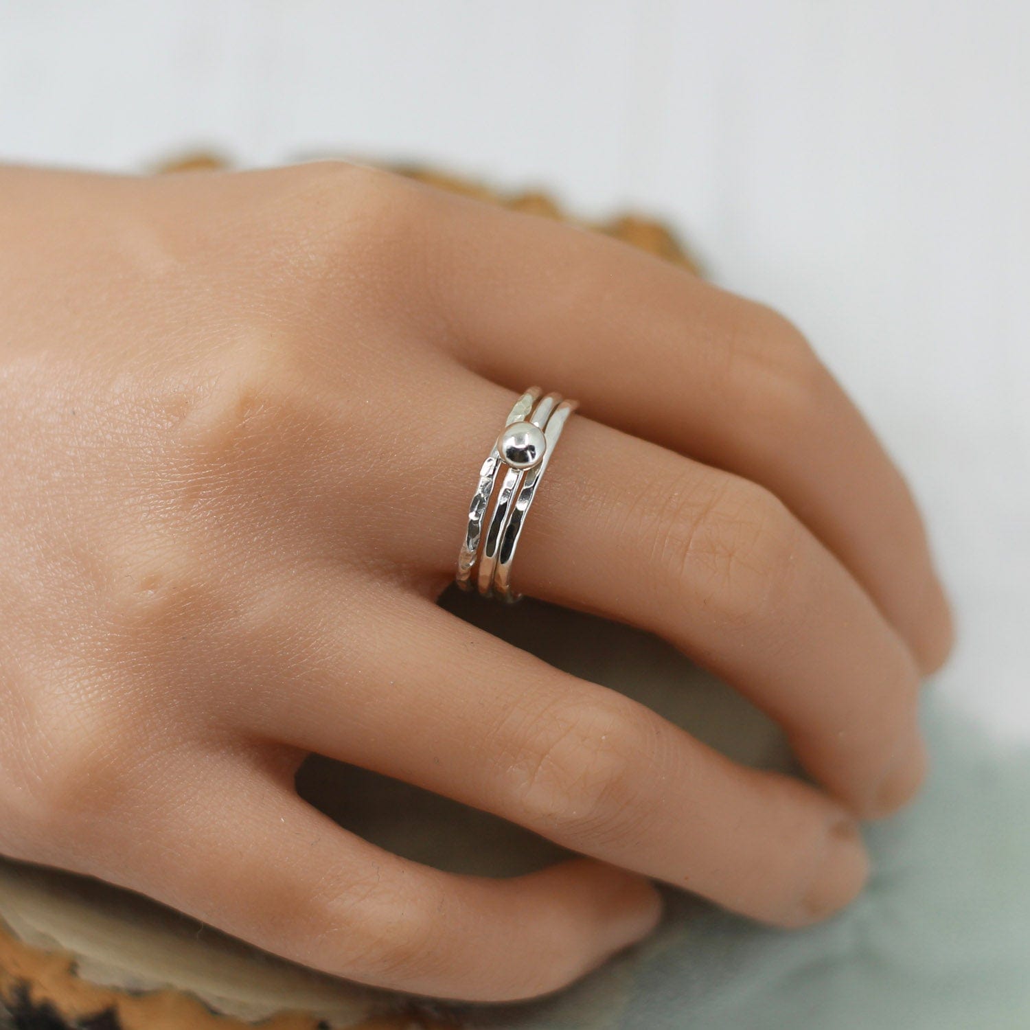 Maggie Read Jewellery Rings Silver Molten Nugget Stacking Rings