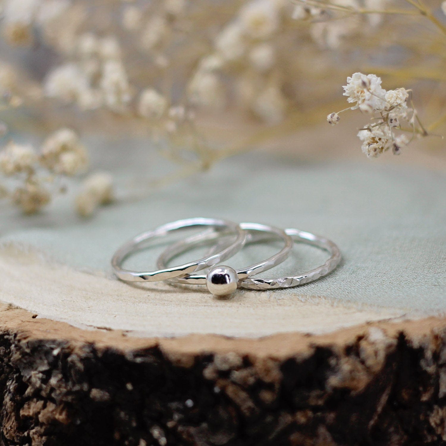 Maggie Read Jewellery Rings Silver Molten Nugget Stacking Rings