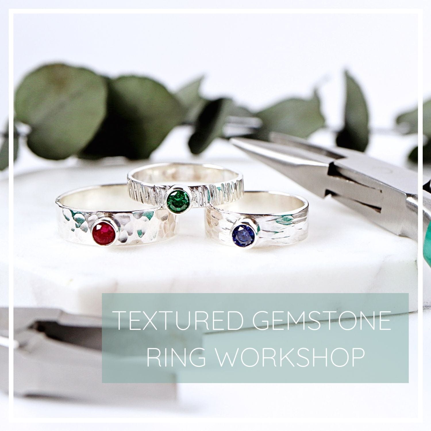 Maggie Read Jewellery silver gemstone textured ring class