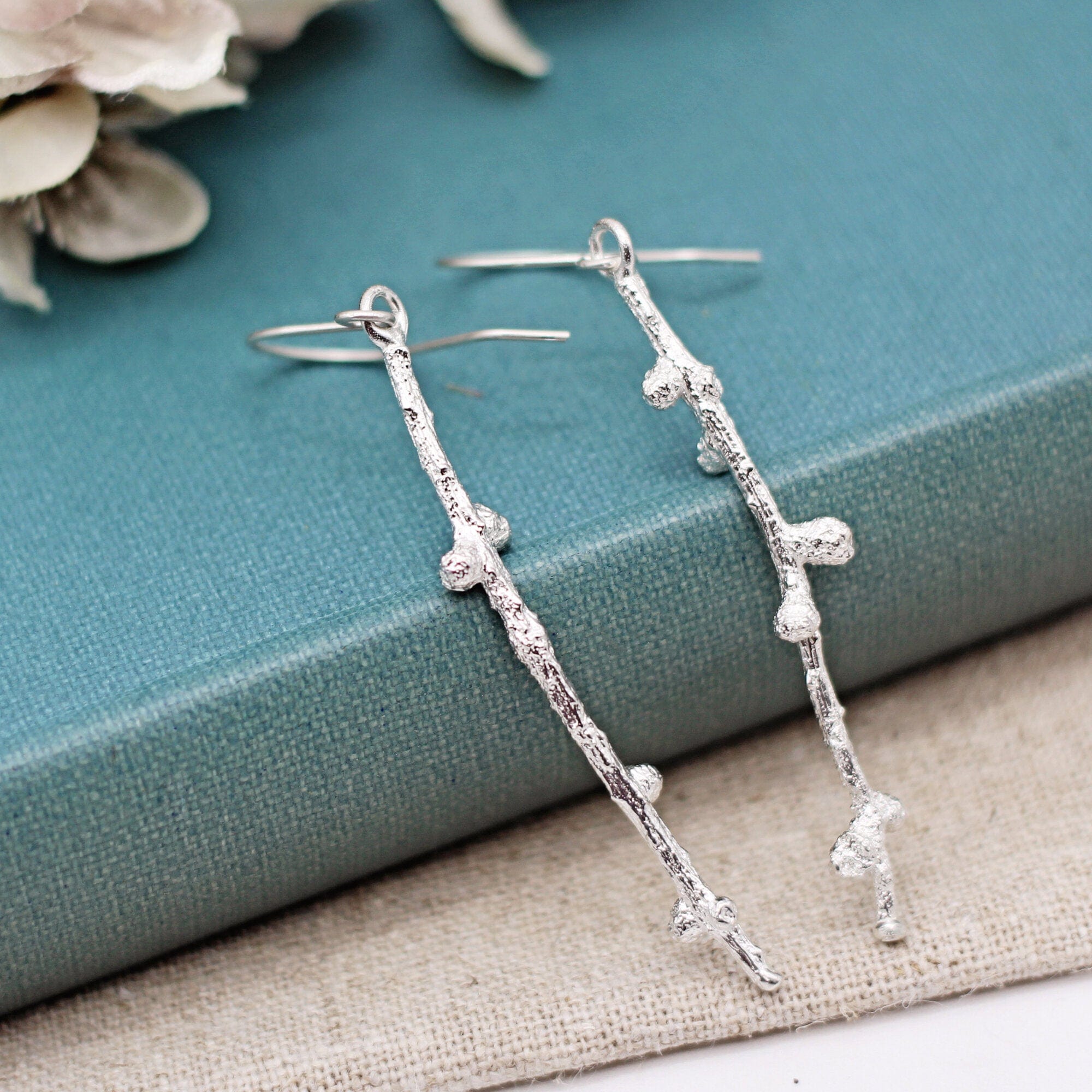Maggie Read Jewellery Earrings Sterling silver Larch Twig Long Silver Earrings