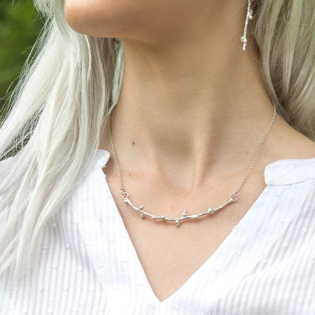 Maggie Read Jewellery Earrings Sterling silver Larch Twig Long Silver Earrings