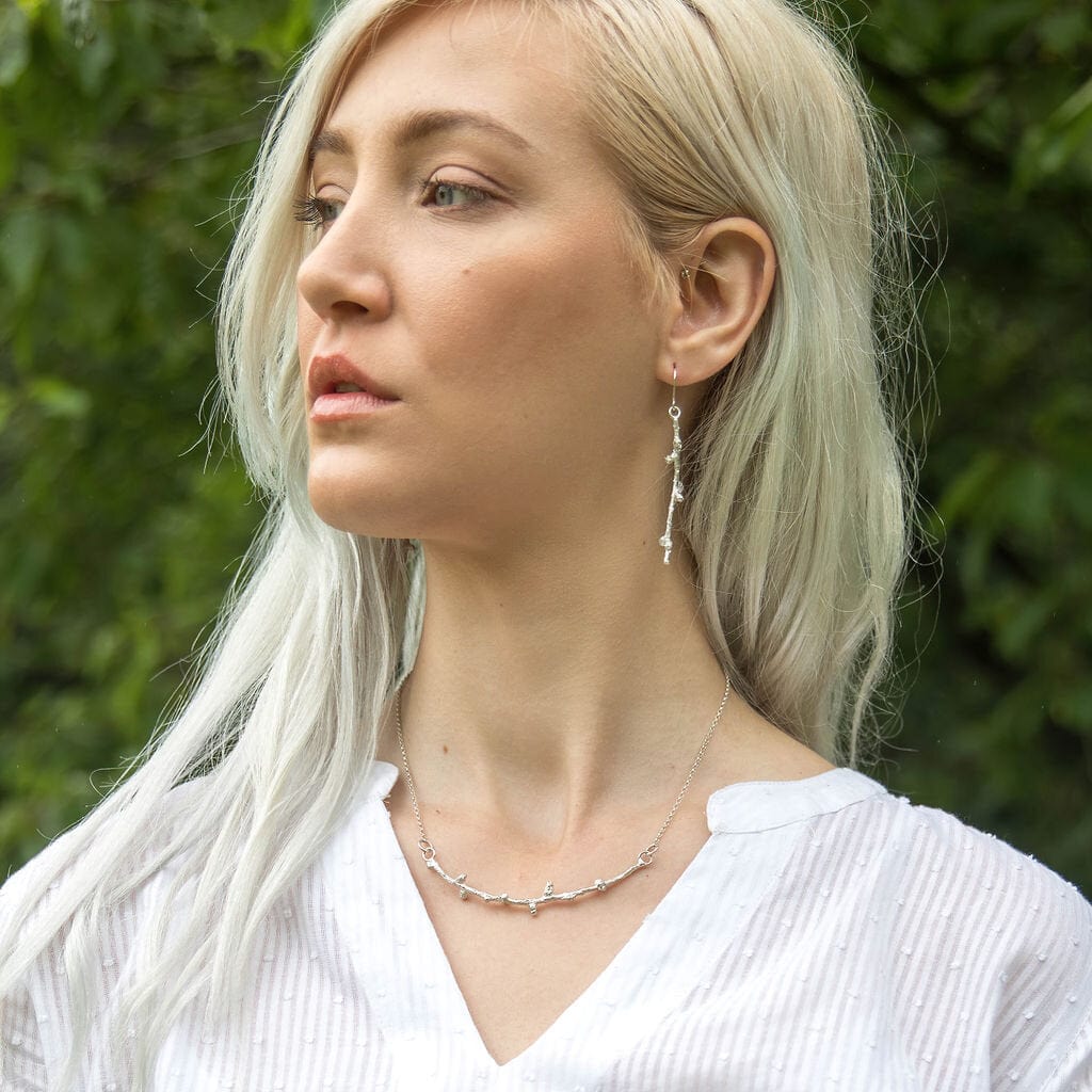 Maggie Read Jewellery Earrings Sterling silver Larch Twig Long Silver Earrings