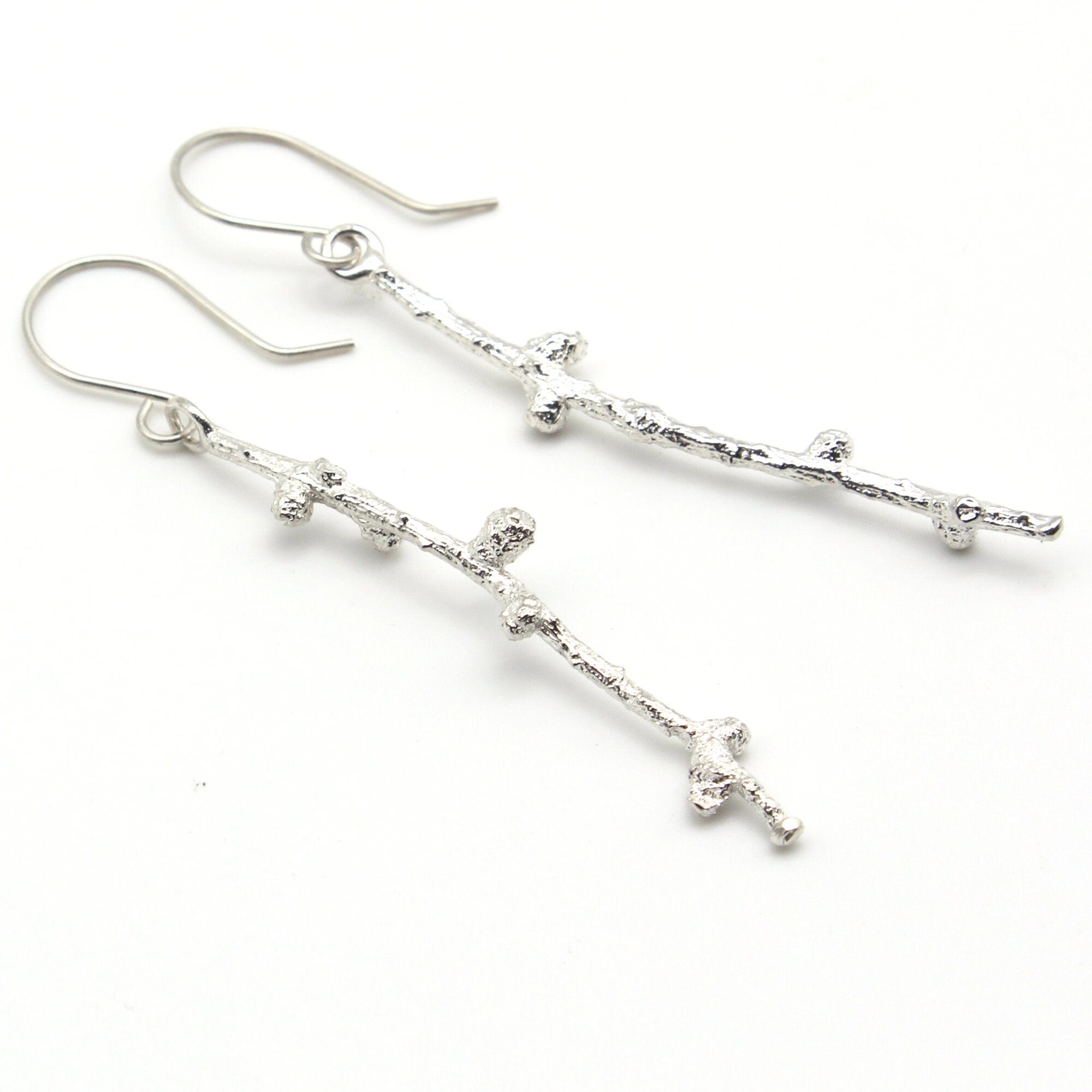 Maggie Read Jewellery Earrings Sterling silver Larch Twig Long Silver Earrings